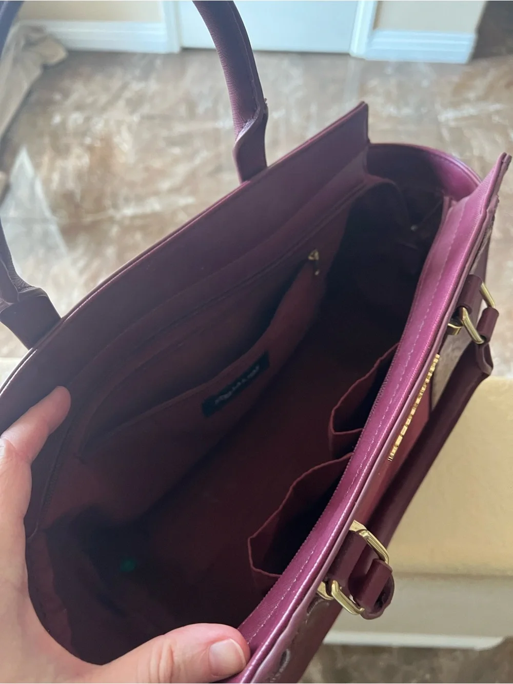 Stella & Max Wine Red Textured Panel Satchel